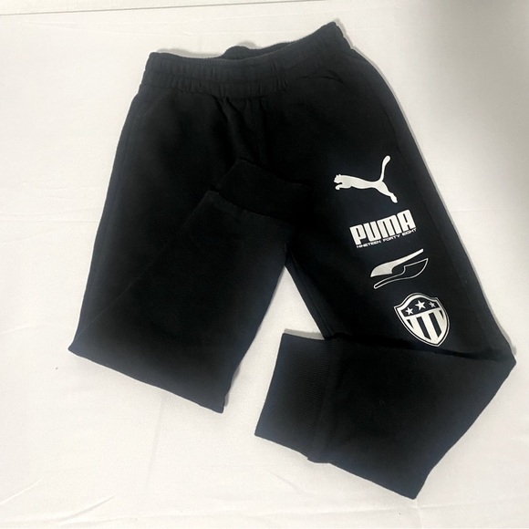 Puma Kids Trench Terry Black Joggers Size Small Thick, Warm, Comfy - Picture 1 of 5